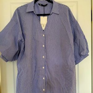 Blue and White striped tunic shirt
